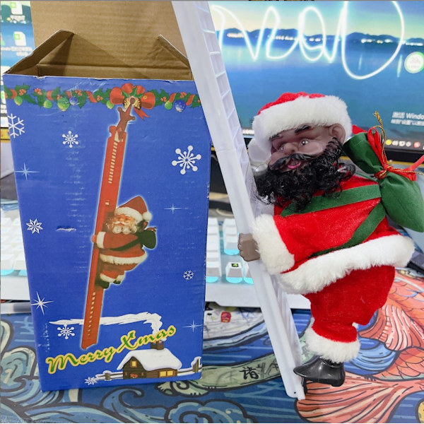 Joulupukki kiipeää helmillä sähköinen lelu yksinkertainen tikkaat kaksinkertainen tikkaat savupiippu ravistaa pakaraa kiipeää helmillä Joulupukki Golden Foot Bead Santa Claus