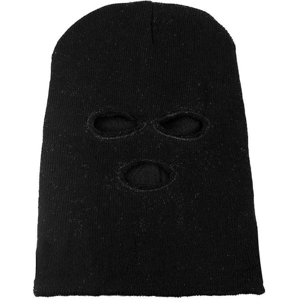 2-lags svart 3-hull helmaske for varme. Dobbelt strikket vinterbalaclava