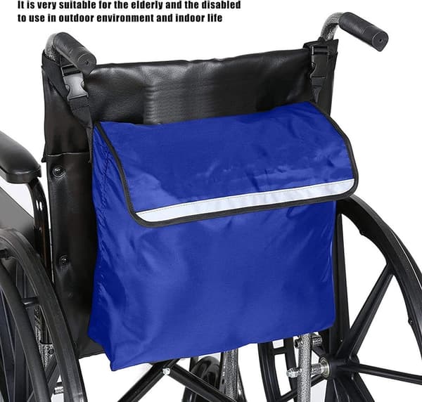 1 stk (blå) rullestolveske - Rullestoltilbehør - Oppbevaringsveske for rullestol - multifunksjonell - for rullestoler - Rollator oppbevaringsveske