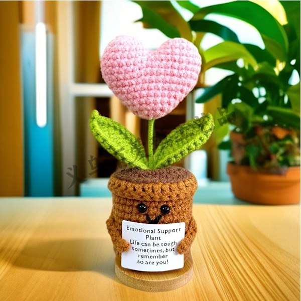Amazons bästsäljande ull Emotional Support groda handvirkade ornament positiv energi kort Light pink big heart 1