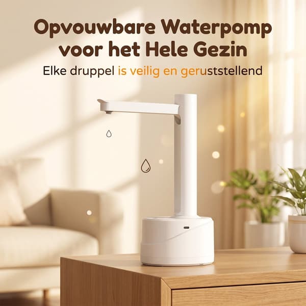 Elektrisk vattendispenserpump med 4 volymlägen, USB-C uppladdningsbar 800mAh, BPA-fri, passar 2-5 gallon flaskor, vit
