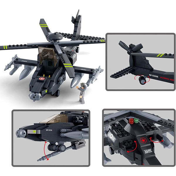 TG Militære blokke Army Bricks Legetøj - Ah-64 Apache Helikopter