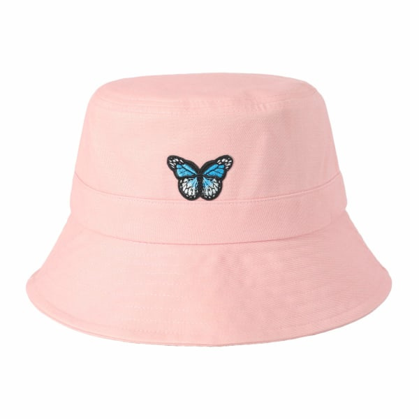 Unisex Broderte Bucket Hat Sommer Fiskehatt for Menn Kvinner Tenåringer Rosa