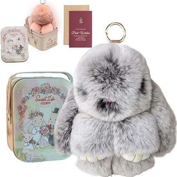 Nyckelring Bunny Lulu med plåtask Amazon Påsk Jul Ny Kanin C