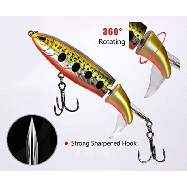Topwater fiske-agn sæt, flydende roterende hale fiske-agn lokkemad hårdt agn krog/fiskesnøre til ferskvand saltvand karpe aborre gedde.