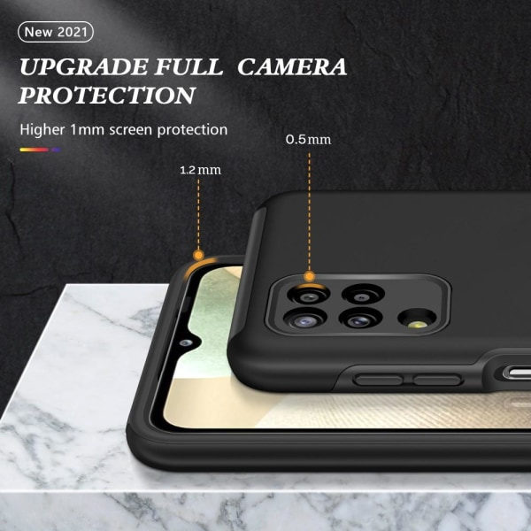 Samsung Galaxy A12 Hybrid-kotelo sormenrenkaalla - Musta Musta