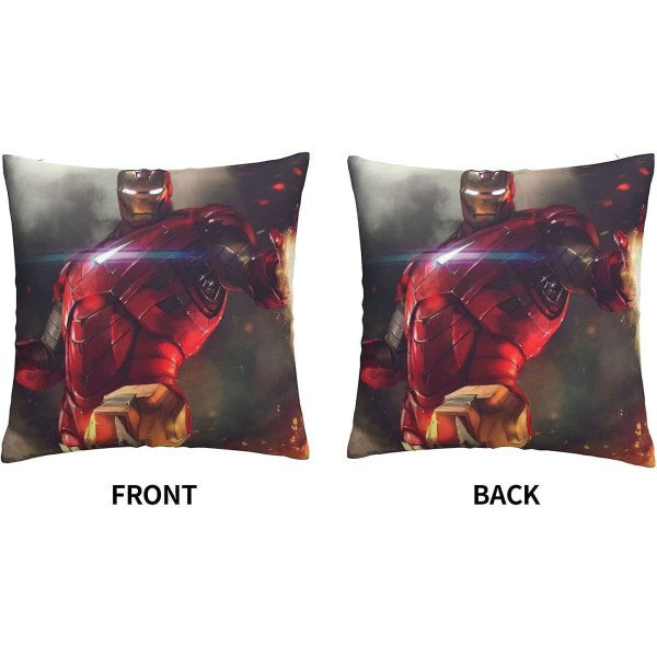 Mykt og slitesterkt Iron Man putetrekk, sett med 1 putevar firkantet skrog hus sofa 45 x 45 cm
