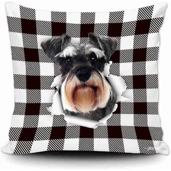 Schnauzer Heminredning Kuddfodral Rolig Valp Kuddfodral för Soffa Soffa Sovrum 18 x 18 tum, Dubbelsidig Utskrift