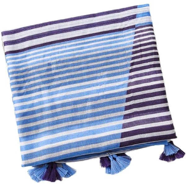 Elegant halsduk for kvinner - Blå striper Vinter Myk Varm Fargerik