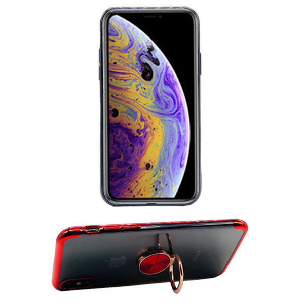 TG iPhone X/XS - Stötdämpande Smalt Skal med Ringhållare Silver