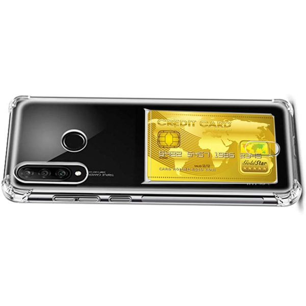 TG Huawei P30 Lite - Kätevä Kotelo Korttitaskulla Läpinäkyvä/Läpinäkyvä Läpinäkyvä/Läpinäkyvä