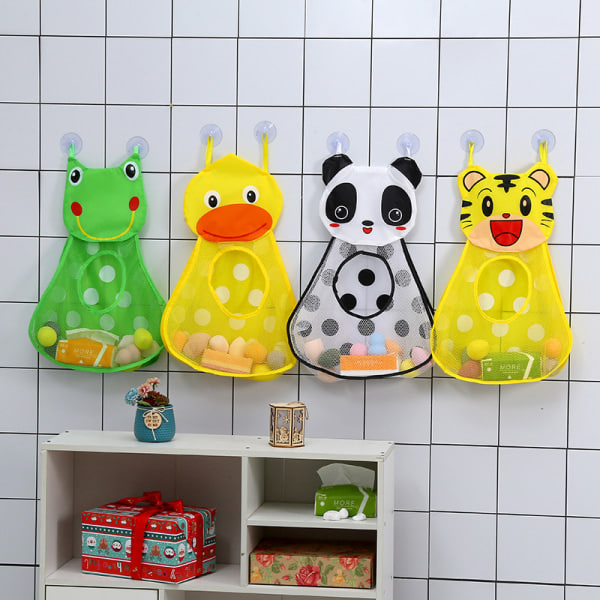 Badelegetøjs Opbevaringskurv Til Børn, Mesh Familie Badeværelsesholder Rød Panda.