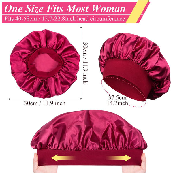 TG 2:a Satin Bonnet Silke Bonnet, Hår Bonnet Silke Hår Wrap