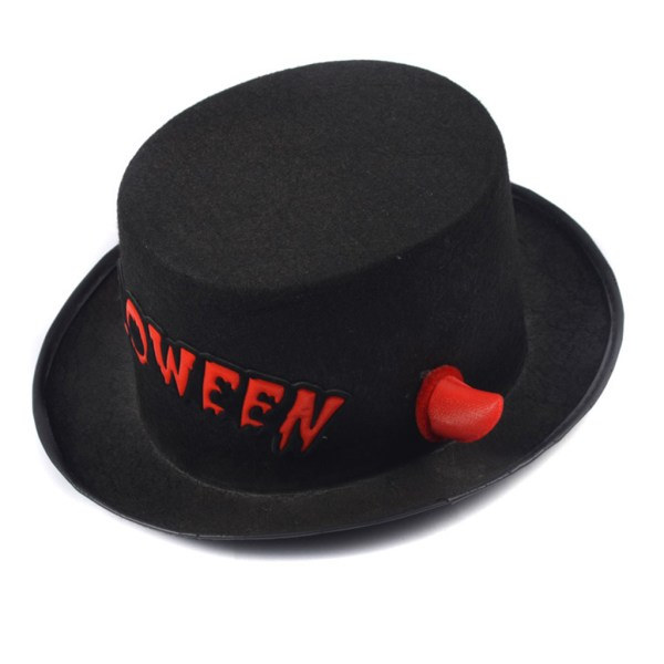 Halloween Unisex Vampyr Fedora Hat Djævelshorn Bogstaver Cosplay Panama Jazz