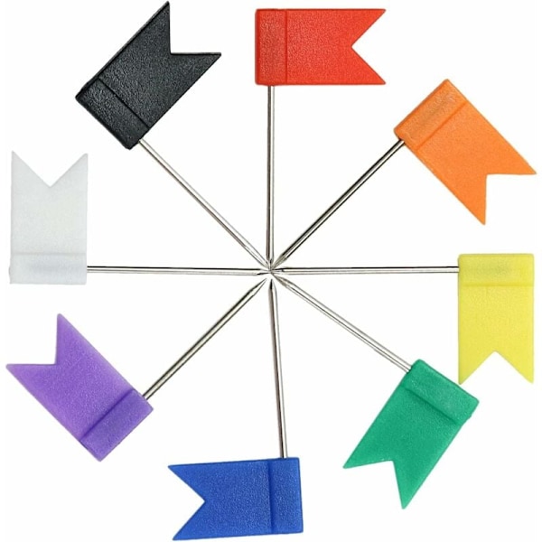 Pakke med 160 flagnåle, 35 mm flerfarvede tegnestifter til korktavle, verdenskort (8 assorterede farver)