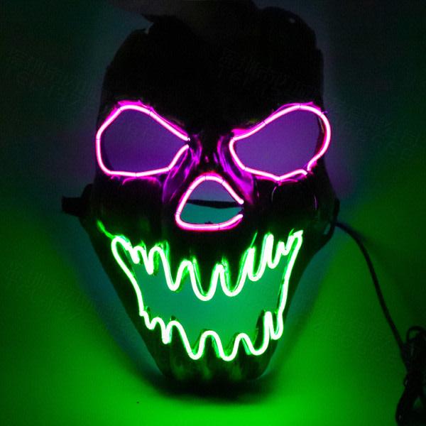LED Fire Kirin Mask Skjelett Skrämmande Mask Cosplay Kostym rekvisita