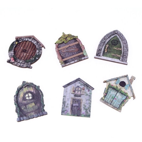 6 STK/ Set Miniatyr Sagor D?rr Fairy Garden Gate Tr?d?rr