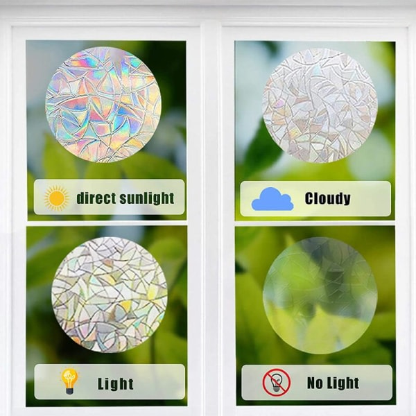 Färgglada regnbågsprisma solljusfångare elektrostatiskt glasdekal med femuddig stjärna anti-fågel antikollisionsfönsterklistermärke