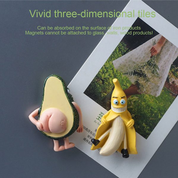 Söta Kylskåpsmagneter Frukt Banan och Avokado - Roliga Magneter för Kylskåp, Whiteboards, Heminredning, Magnetiska Föremål, 3D-Present 0.04 null - 2