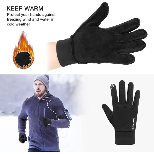 Galaxy Ullfodrade vattentäta, halksäkra, vindtäta och varma handskar för pekskärmar, L l
