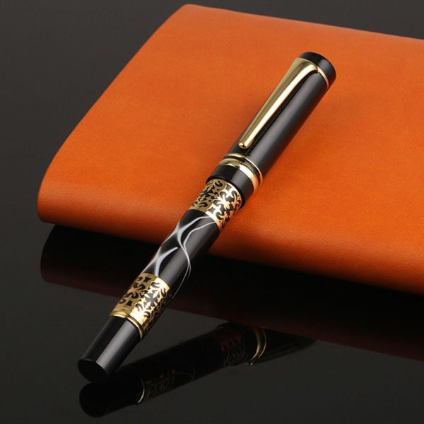 0,5 mm metall kulspetspenna Akryl Marmor Roller Ball Lyx Business Man Signature gåva skrivpennor Svart guld