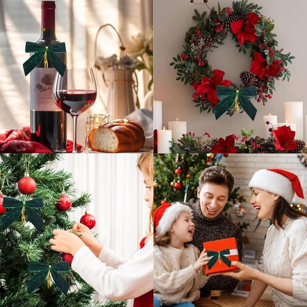 24 Stykker Fløjls Julebuer - Glitter - Julepyntsbuer - Julepynt - Juletræspynt - Julebuer