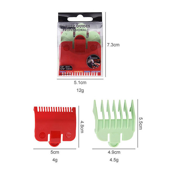 TG 2st Professionella Klippguidekammar 1,5 mm 3 mm Set Färgglada Begränsningskammar Set för Elektrisk Hårtrimmer Rakapparat Frisörverktyg