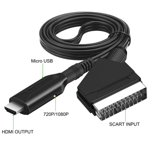 SCART til HDMI-kabel 1 meter bekvem omskiftningslinje