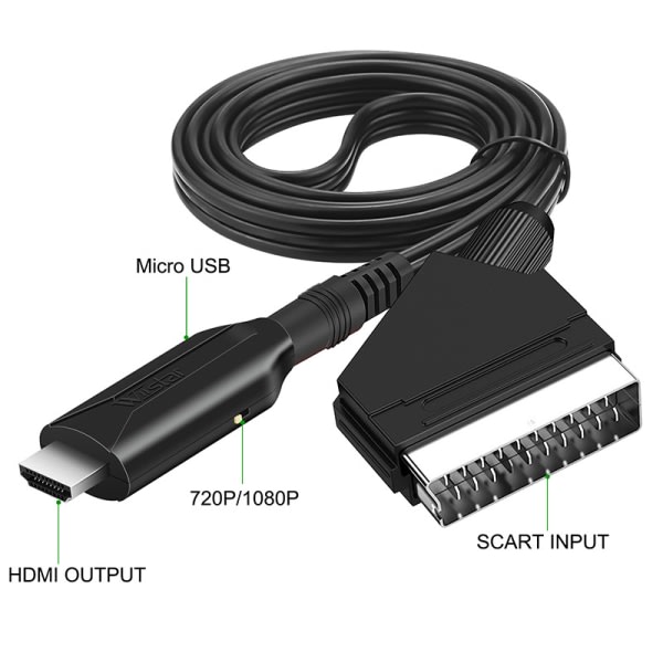 SCART til HDMI-kabel 1 meter bekvem växlingslinje