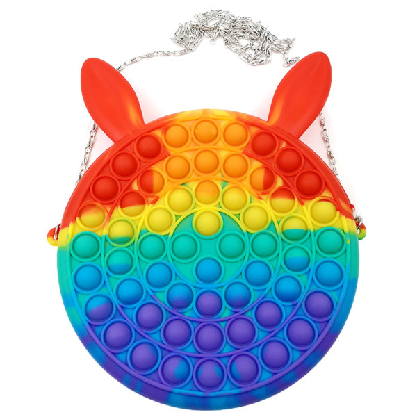 Tryckbubbla Fidget Leksak Sensorisk Leksak Enkel Dimple Plånbok Handväska Rainbow rabbit