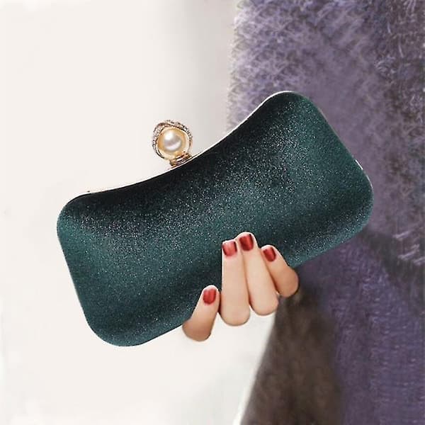 Samettipronssinen iltalaukku Retro Clutch - Vihreä
