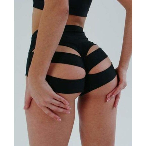 Dam Yoga Shorts med Utskurna Detaljer, Scrunch Booty Hot Pants, Hög Midja, Gymträning, Aktivt Rumpa-Lyftande Sport Leggings