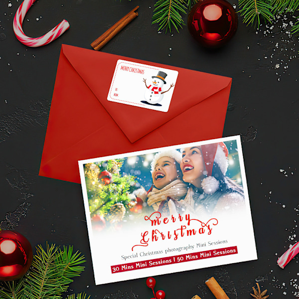 Rektangulær God Jul-klistremerke, julegaveforsegling, emballasjedekorasjon 250 sheets/roll