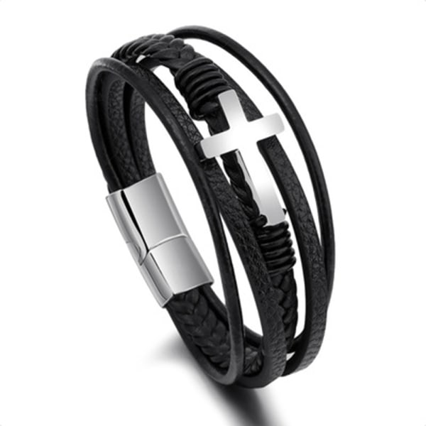 Stilfuldt Armbånd KORS (PU-Læder) Guld 19CM