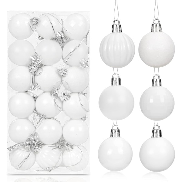 Julgranskulor Vita, 36 stycken, Plastjulgranskulor 4 cm Juldekorationer Prydnader Jul