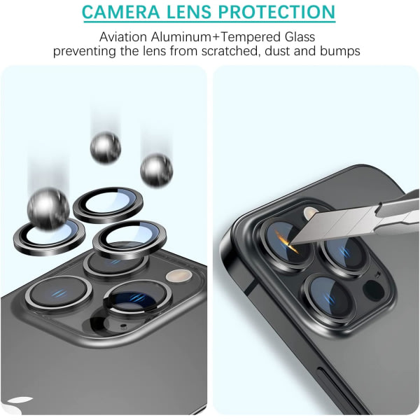 Bakre kamerabeskyttelse kompatibel med iPhone 14 Pro/14 Pro Max, H
