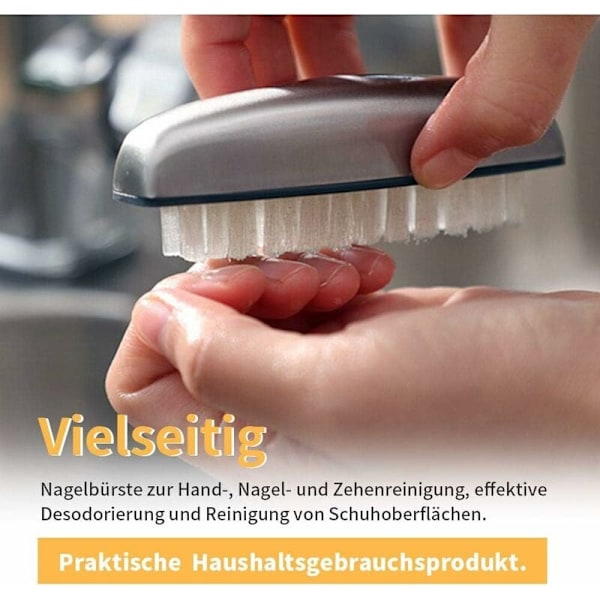2x Handnagelborste i rostfritt stål, Nagelborstar med hårda borst för rengöring av händer, naglar, fötter
