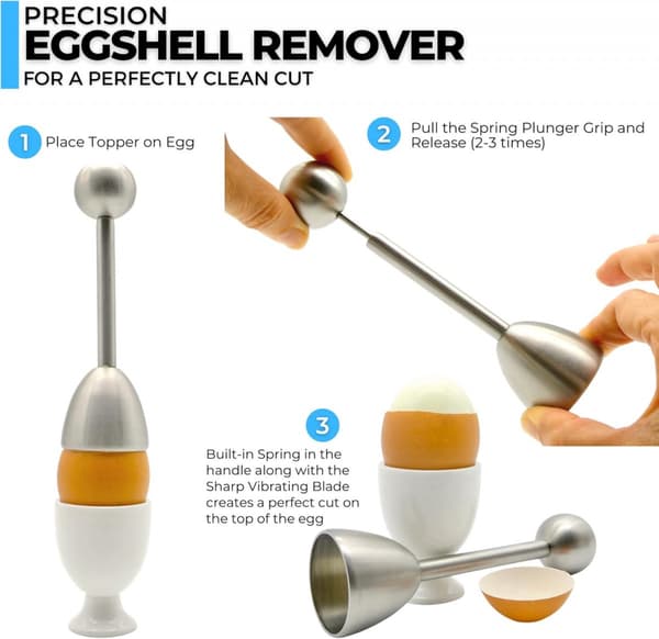 Eggeskallkutter - Rustfritt stål - Eggeskjærere - Eggeskallåpner - Eggehodekutter - Eggetopper - Eggeskallfjerner - Eggeskjærer - Kjøkkenutstyr