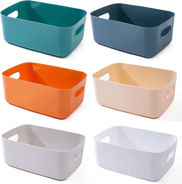 Färgglada Plastförvaringskorgar Badrumshyllor Korgar Köksorganisation Lagerbox (Medium)
