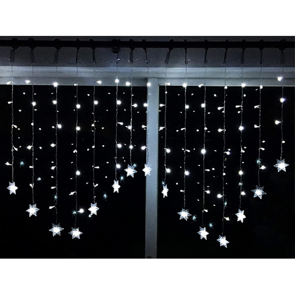 Julegardinlys Gardinlys 3,5m 96 LED Snøfnugg