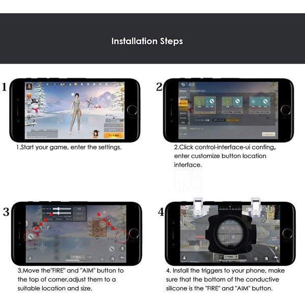 PUBG Mobile Spelkontroll, L1R1 Mobilspel 6 Fingrar Trigger S
