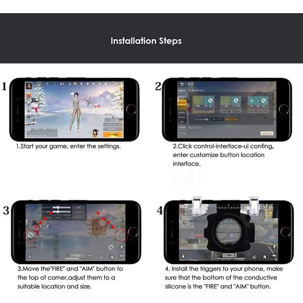 PUBG Mobile Spilkontroller, L1R1 Mobilspil 6 Fingre Trigger S