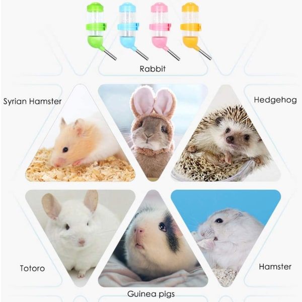 4 x 80 ml Vattendispenser för Hamster, Kanin, Marsvin, Ekorre