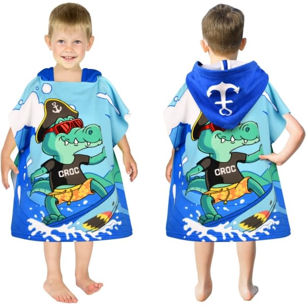 Barnbadponcho Krokodil Badhandduk Strandhandduk Pojkar Badkappa