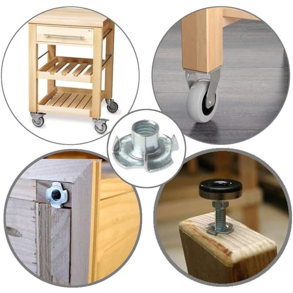 T-Mutter Klomutter 4-Sidet Mutter Klopassning M6 x 12 mm 50 stykker
