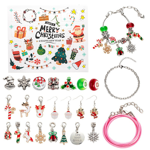 Ny Jul Nedräkningskalender Armband Blind Box Barn DIY Jul Armband Halsband Presentset RC424 Top and Bottom Cover Type C