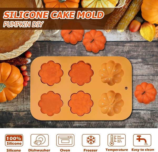 2-pack 3D Pumpa Silikon Muffin Formar, Halloween Form, Pumpa Thanksgiving Tema Muffin Formar, Perfekt för Halloween