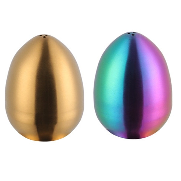 Rustfritt eggkrydderbeholder kjøkkensalt og pepper Gull + Magic Farge