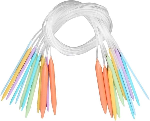 Circular Knitting Needle Set 12 Sizes 3.5mm-12mm Multicolor Plastic Circular Knitting Needles Double Pointed Knitting Needles Tool Kit (80cm)