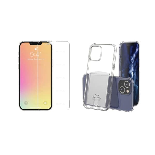 TG iPhone 13 Mini - 1 Sarja Koteloa Korttitaskulla ja Näytönsuojalla Läpinäkyvä